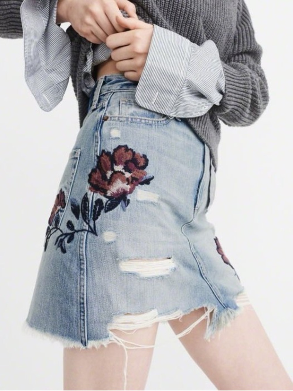 Abercrombie fitch embroidered denim